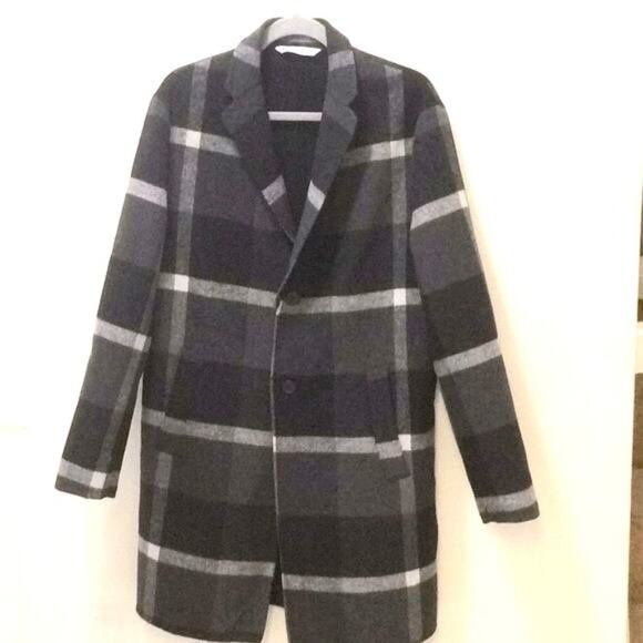 Zara Ladies Coat Black&Gray Size L 58% Polyester, 32% Wool - Picture 9 of 9